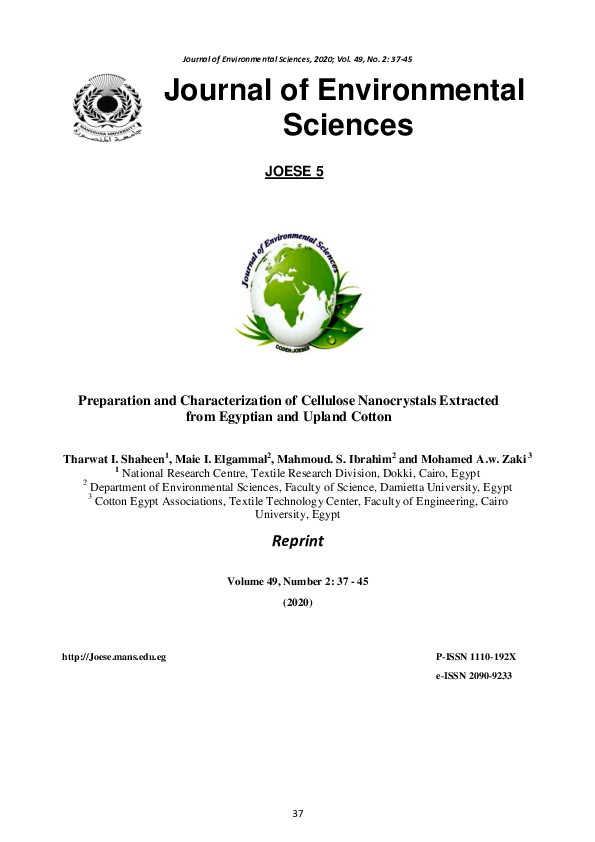 (PDF) Preparation and Characterization of Cellulose Nanocrystals ...