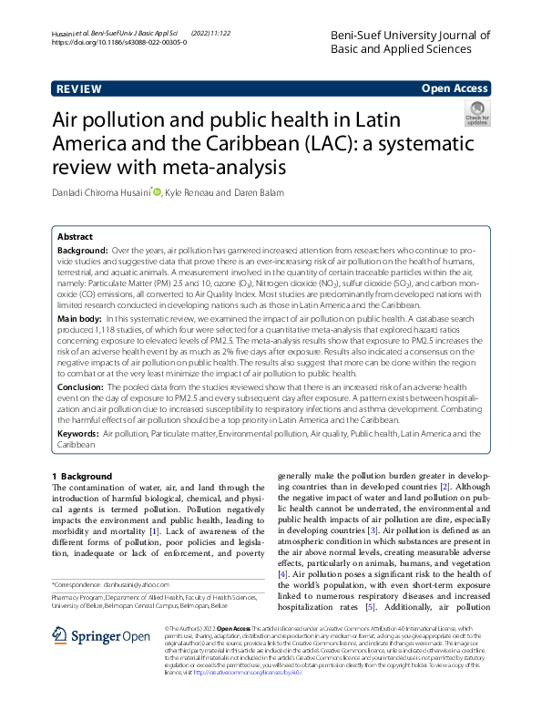 (PDF) Air pollution and public health in Latin America and the ...