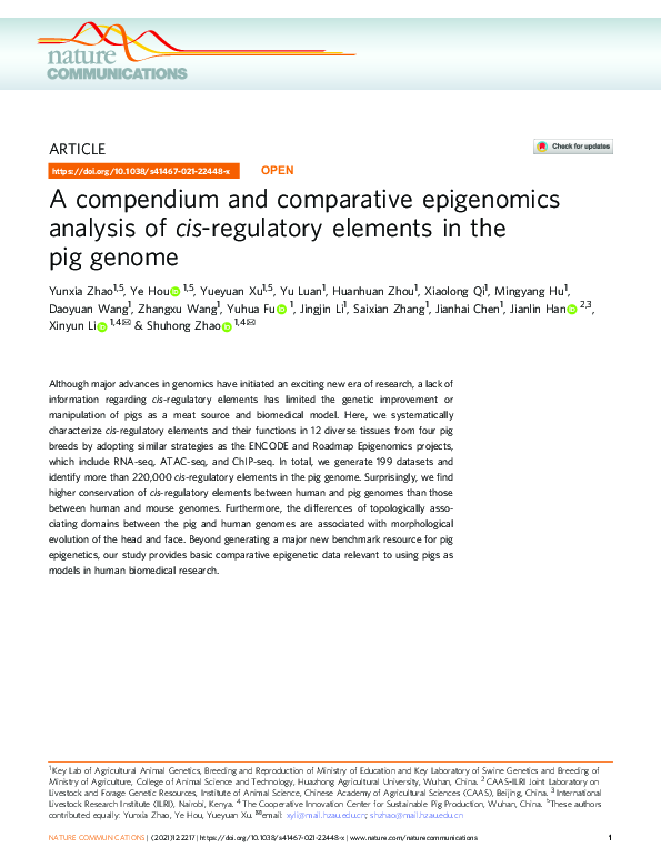 (PDF) A compendium and comparative epigenomics analysis of cis ...