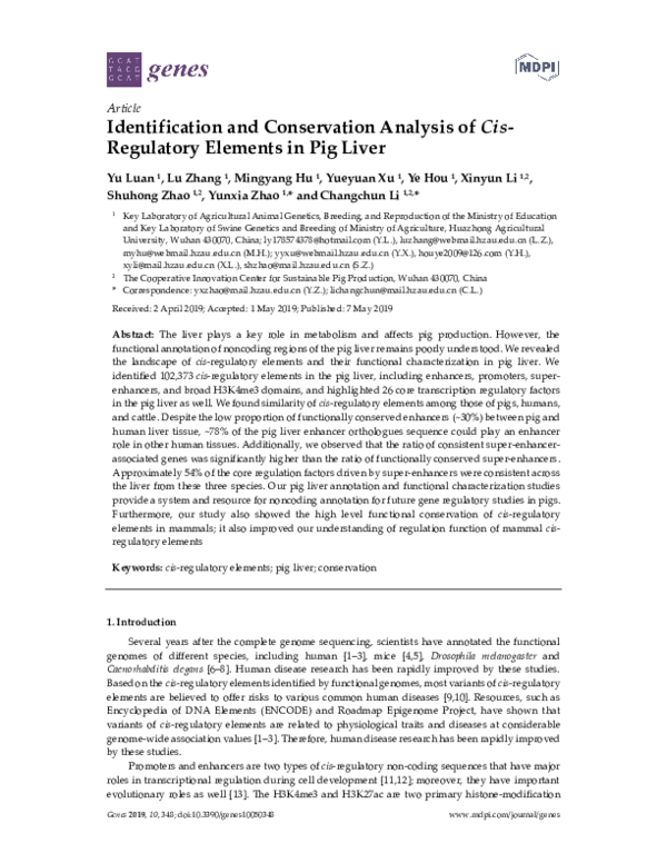 (PDF) Identification and Conservation Analysis of Cis-Regulatory ...