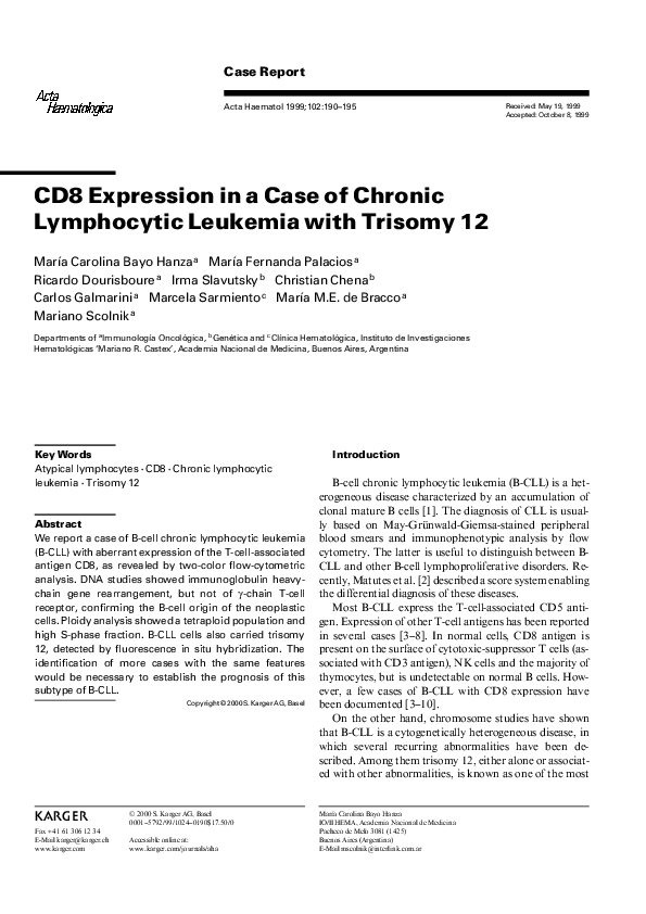 (PDF) CD8 Expression in a Case of Chronic Lymphocytic Leukemia with ...