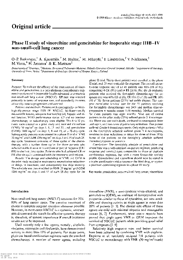 (PDF) Phase II study of vinorelbine and gemcitabine for inoperable ...