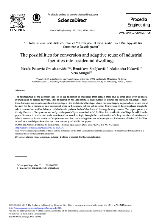 Image showcasing (PDF) The Possibilities for Conversion and Adaptive Reuse of Industrial ...