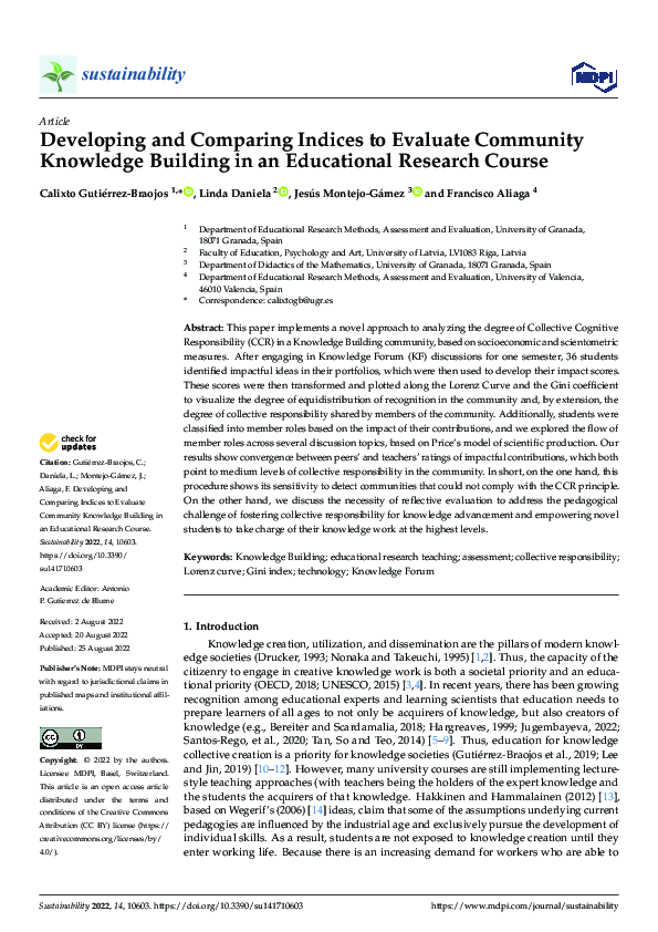 (PDF) Developing and Comparing Indices to Evaluate Community Knowledge ...