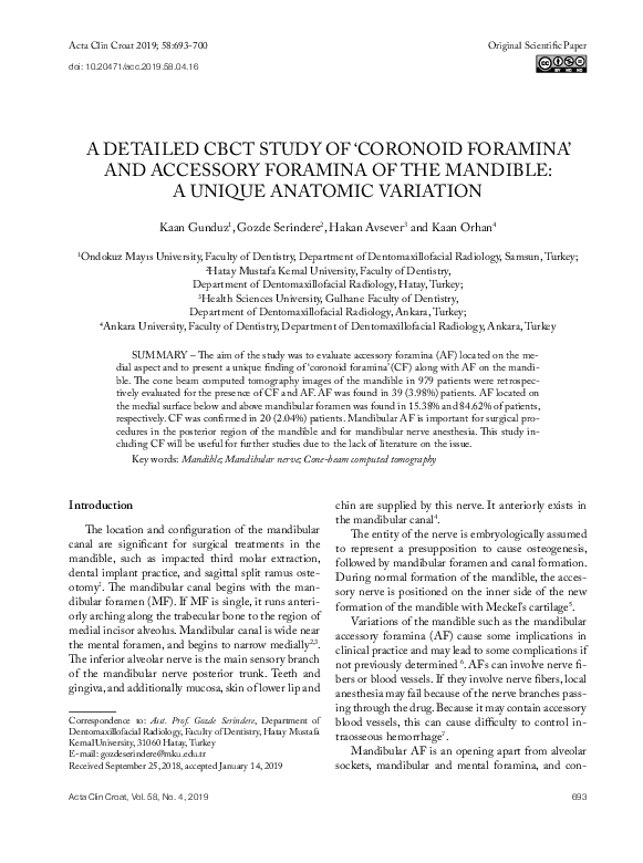 (PDF) A Detailed CBCT Study of ‘Coronoid Foramina’ and Accessory ...