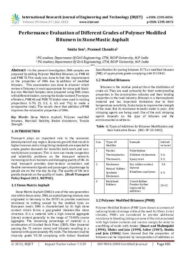(PDF) Performance Evaluation of Different Grades of Polymer Modified ...