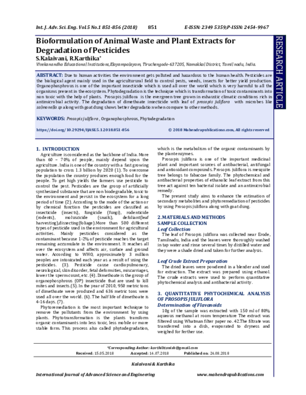 (PDF) Bioformulation of Animal Waste and Plant Extracts for Degradation ...