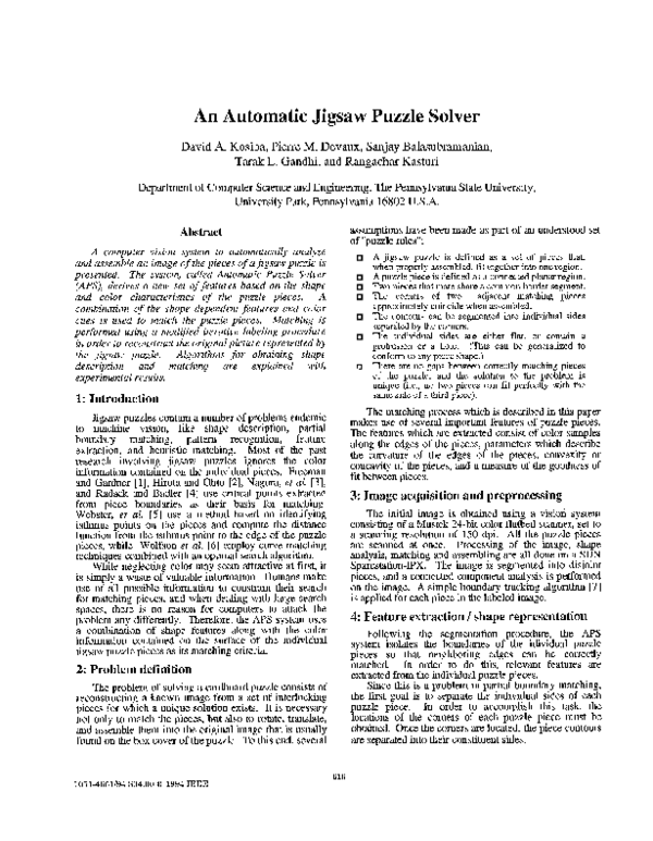 (PDF) An automatic jigsaw puzzle solver