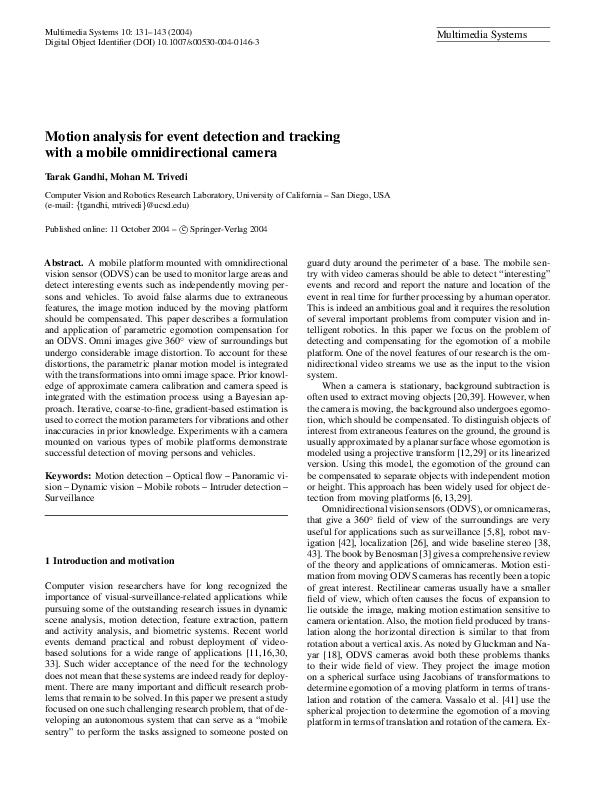(PDF) Motion analysis for event detection and tracking with a mobile ...
