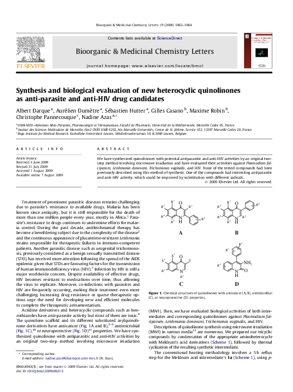 (PDF) Synthesis and biological evaluation of new heterocyclic ...