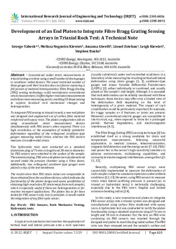 (PDF) Development of an End Platen to Integrate Fibre Bragg Grating ...