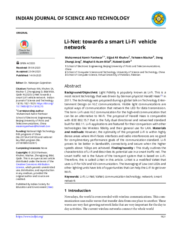 (PDF) Li-Net: towards a smart Li-Fi vehicle network