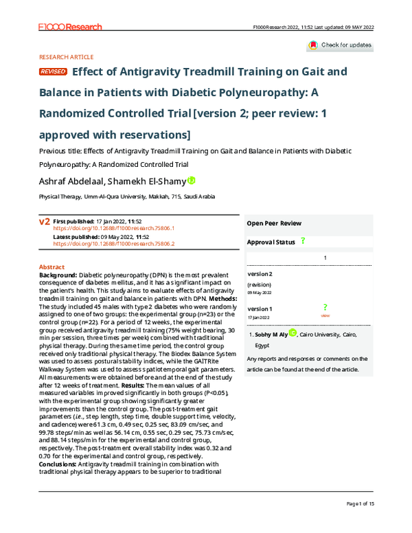 (PDF) Effect of Antigravity Treadmill Training on Gait and Balance in ...