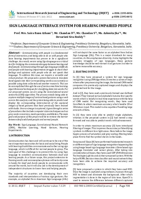 (PDF) SIGN LANGUAGE INTERFACE SYSTEM FOR HEARING IMPAIRED PEOPLE