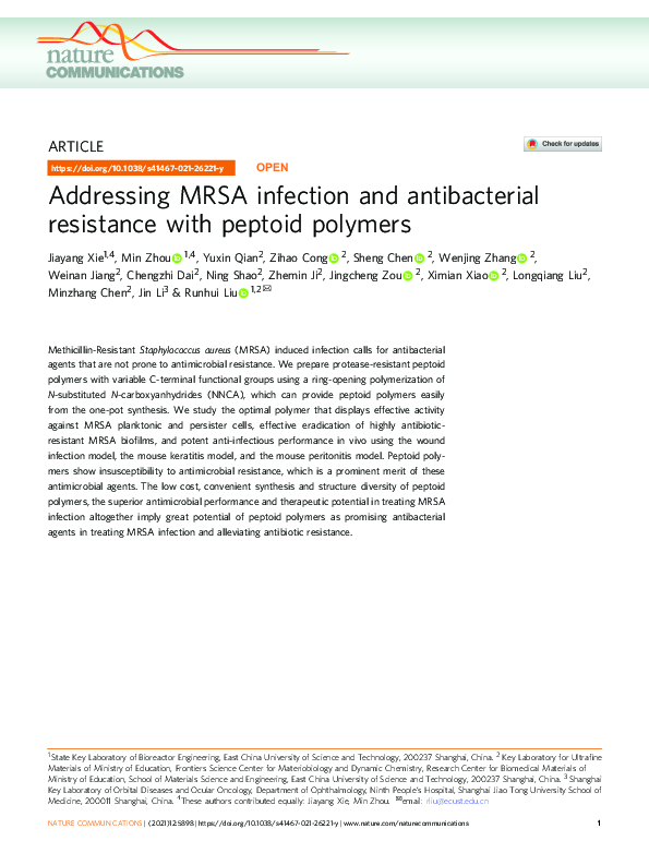(PDF) Addressing MRSA infection and antibacterial resistance with ...