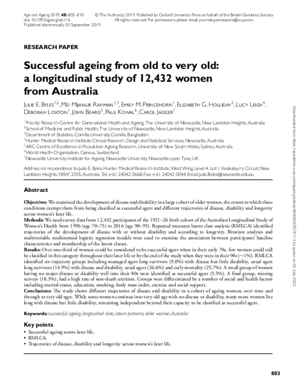 (PDF) Successful ageing from old to very old: a longitudinal study of ...