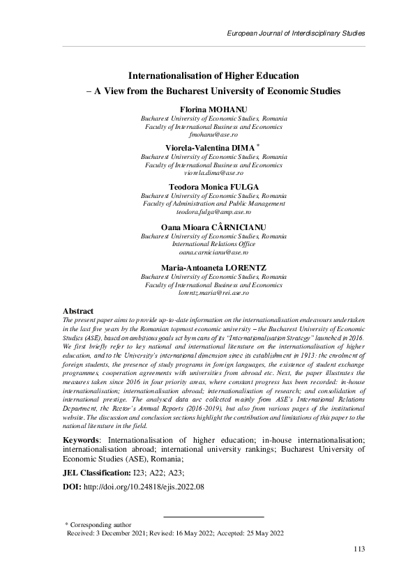 (PDF) Internationalisation of Higher Education – A View from the ...