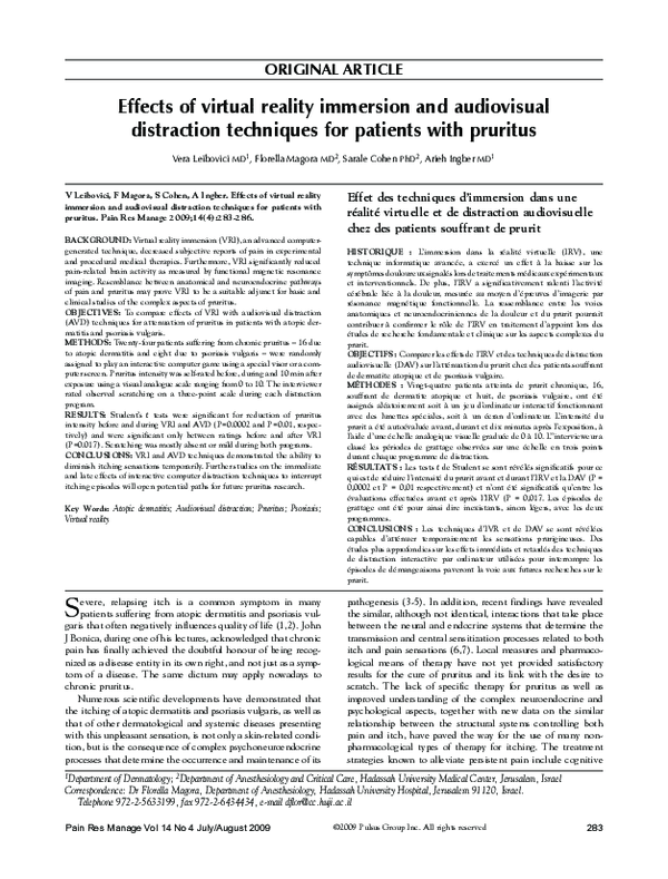 (PDF) Effects of Virtual Reality Immersion and Audiovisual Distraction ...