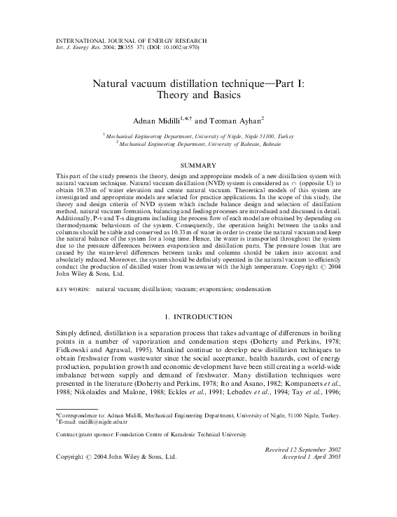 (PDF) Natural vacuum distillation technique—Part I Theory and Basics
