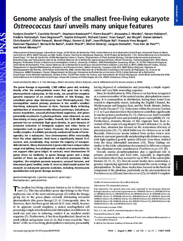 (PDF) Genome analysis of the smallest free-living eukaryote ...