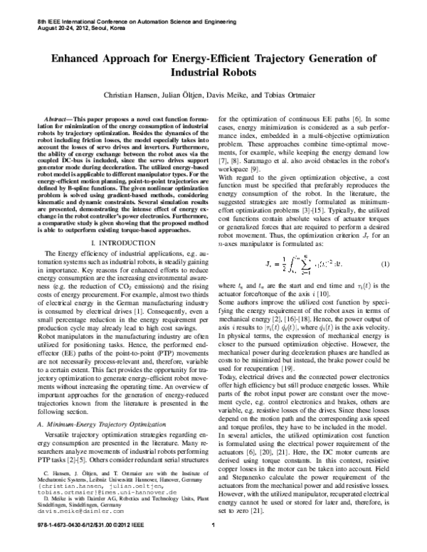 (PDF) Enhanced approach for energy-efficient trajectory generation of ...