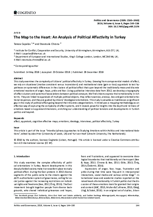 (PDF) The Map to the Heart: An Analysis of Political Affectivity in Turkey