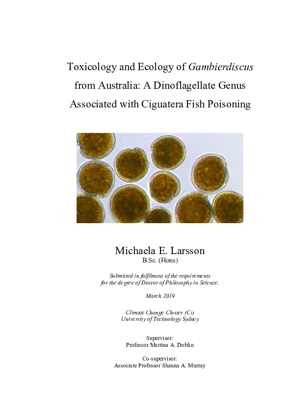 (PDF) Toxicology and ecology of Gambierdiscus from Australia : a ...