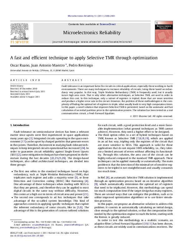 (PDF) A fast and efficient technique to apply Selective TMR through ...