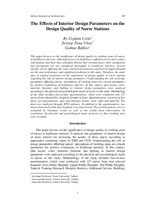 (PDF) The Effects of Interior Design Parameters on the Design Quality ...