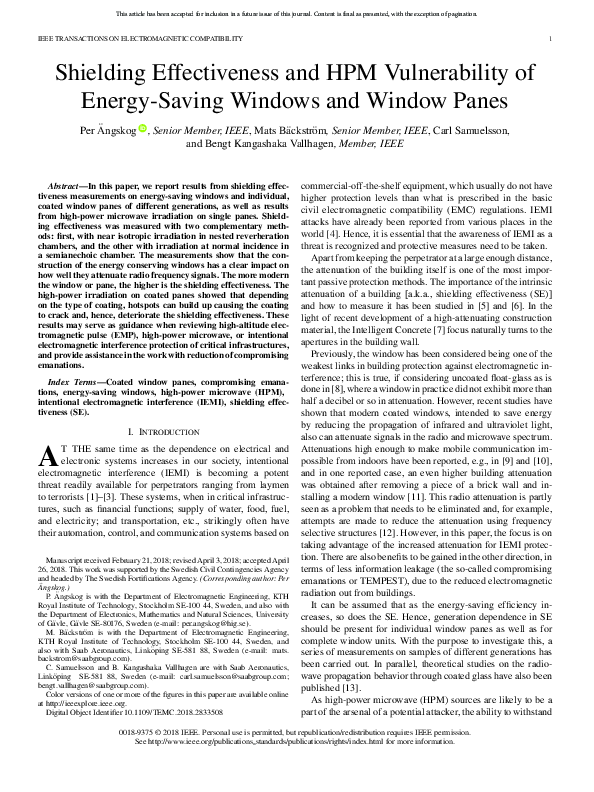 (PDF) Shielding Effectiveness and HPM Vulnerability of Energy-Saving ...