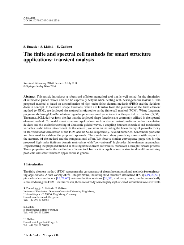 (PDF) The finite and spectral cell methods for smart structure ...
