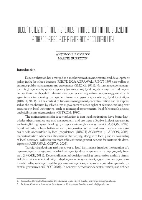 (PDF) Decentralization and Fisheries Management in the Brazilian Amazon ...
