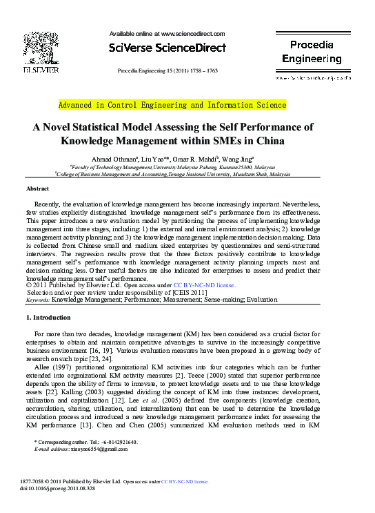 (PDF) A Novel Statistical Model Assessing The Self Performance Of ...