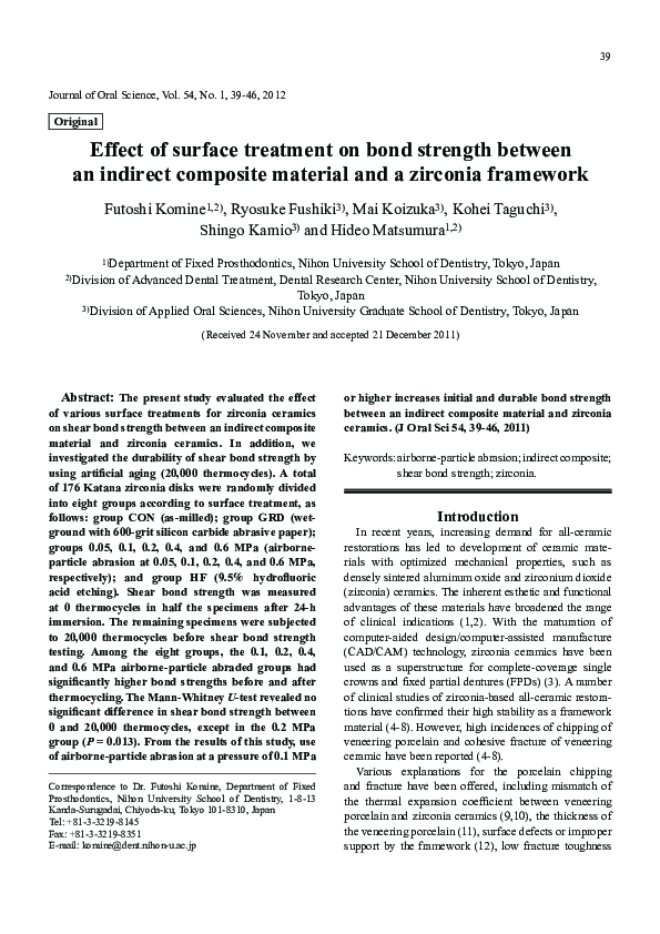 (PDF) Effect of surface treatment on bond strength between an indirect ...