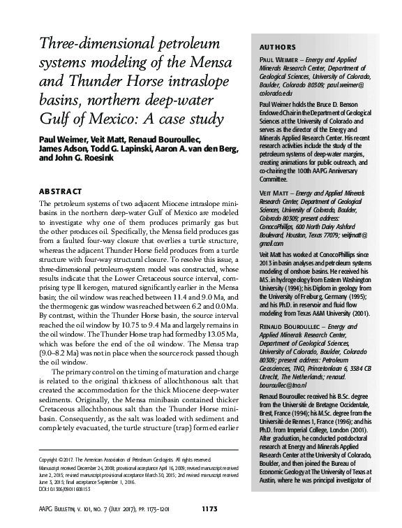 (PDF) Three-dimensional petroleum systems modeling of the Mensa and ...