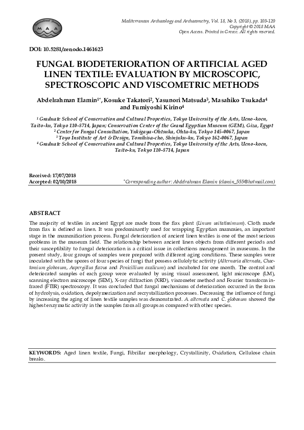 (PDF) Fungal Biodeterioration of Artificial Aged Linen Textile ...
