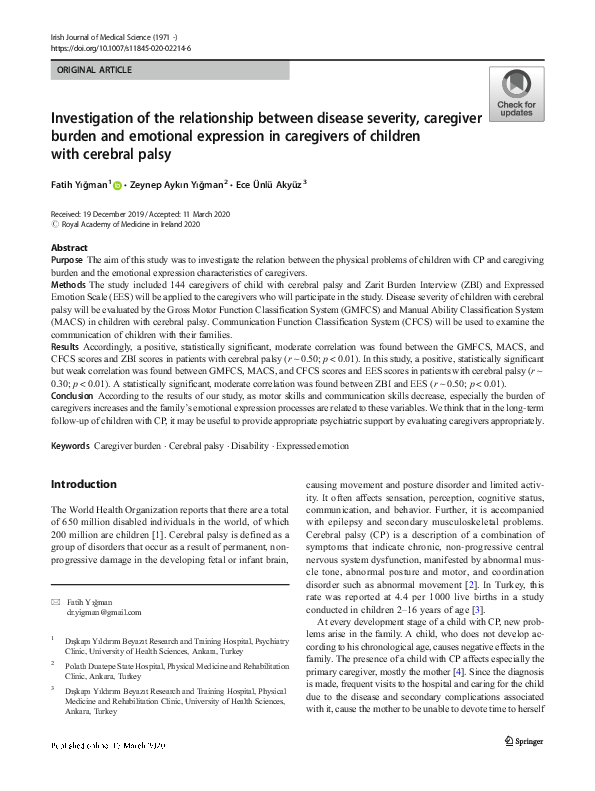 (PDF) Investigation of the relationship between disease severity ...