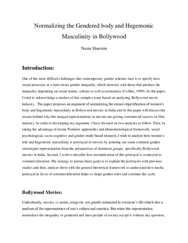 (PDF) Normalizing the Gendered body and Hegemonic Masculinity in Bollywood