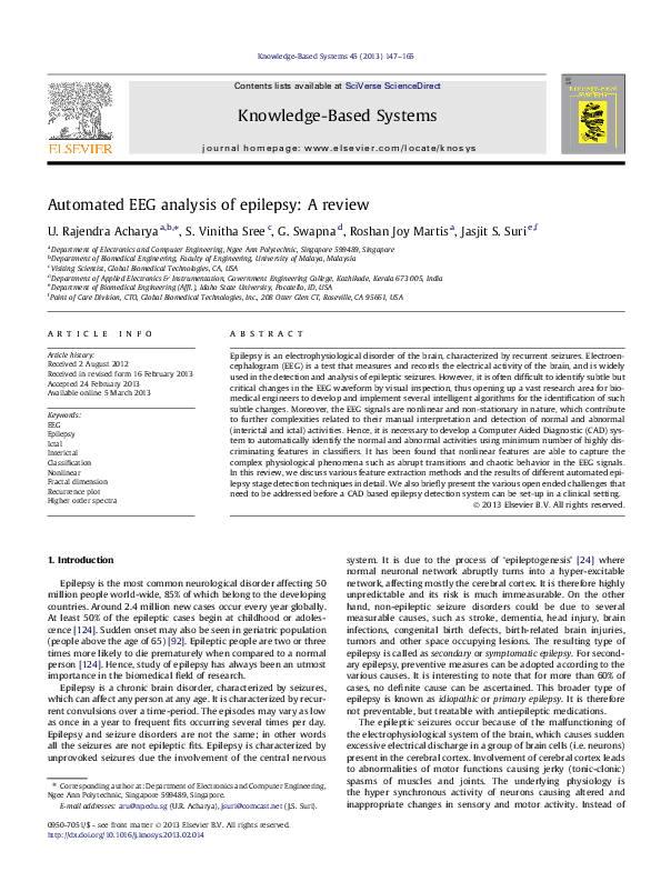 (PDF) Automated EEG analysis of epilepsy: A review