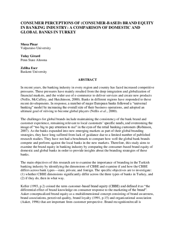 (PDF) Consumer Perceptions of (Consumer-Based) Brand Equity in Banking ...