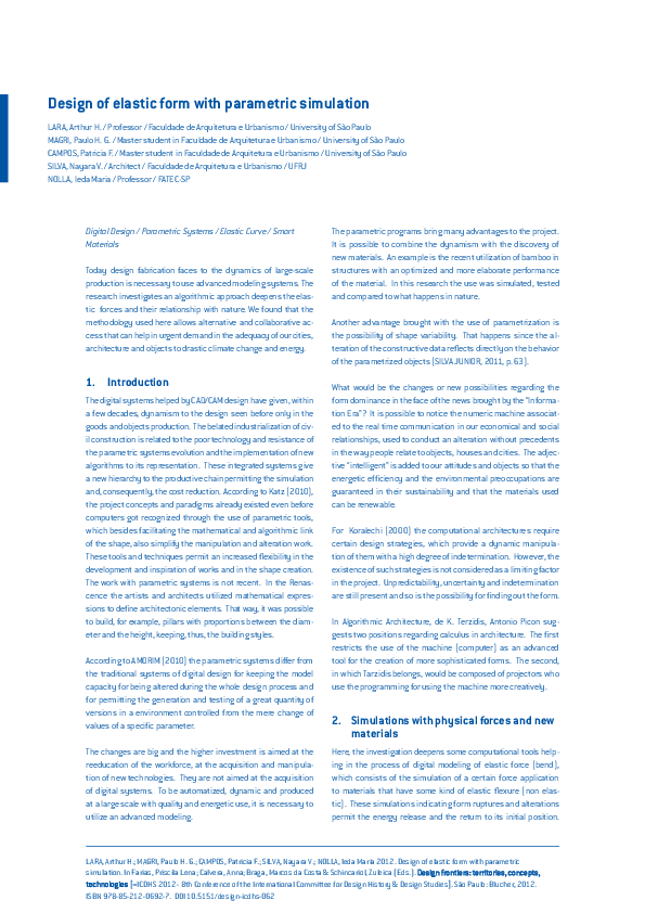 (PDF) Design of elastic form with parametric simulation