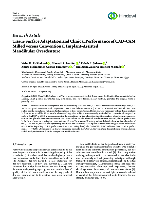 (PDF) Tissue Surface Adaptation and Clinical Performance of CAD-CAM ...
