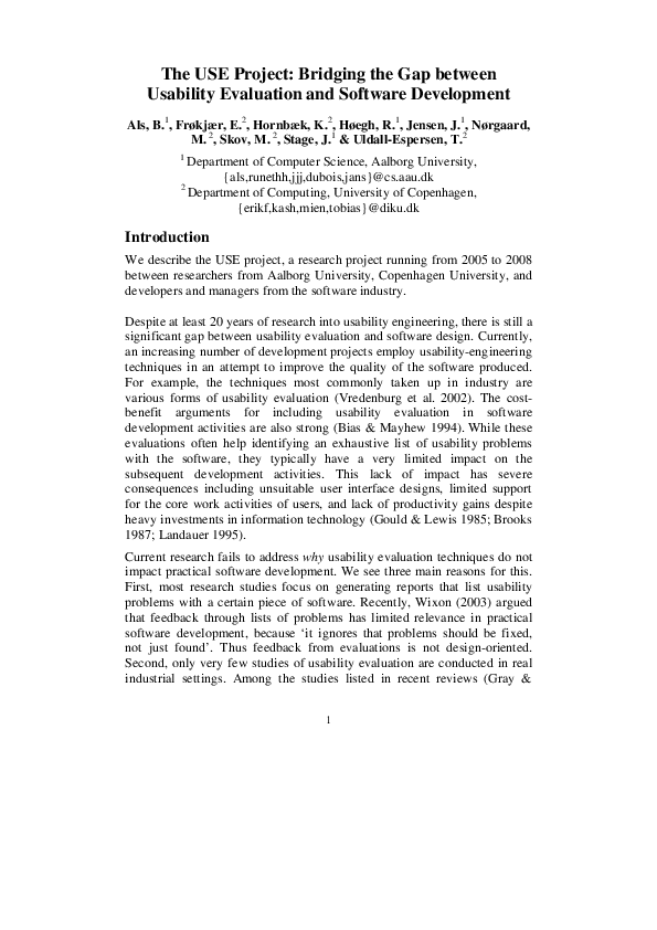 (PDF) The USE Project: Bridging the Gap between Usability Evaluation ...