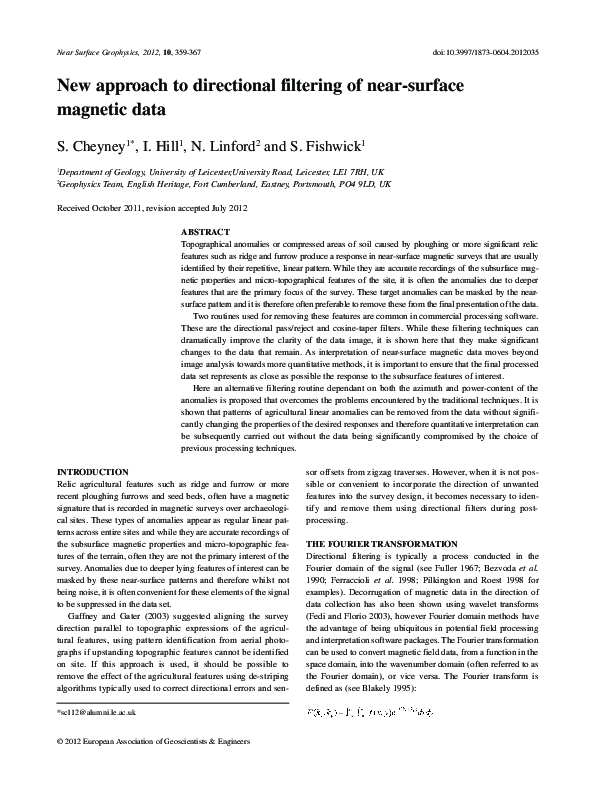 (PDF) New approach to directional filtering of near-surface magnetic data