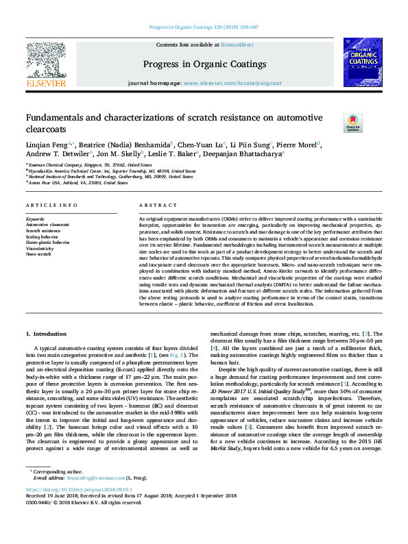 (PDF) Fundamentals and characterizations of scratch resistance on ...