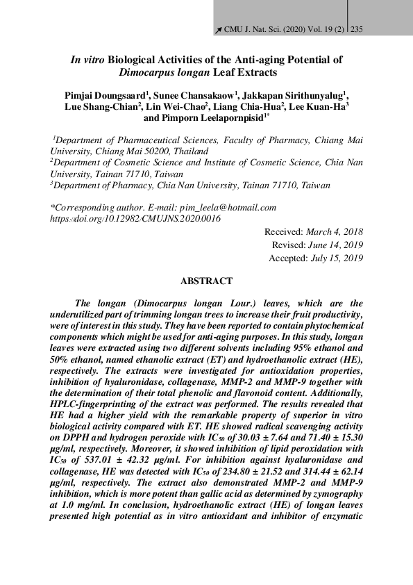 (PDF) In vitro Biological Activities of the Anti-aging Potential of ...