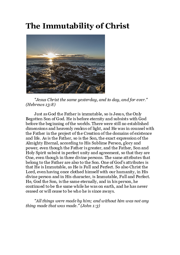 (PDF) The Immutability of Christ (W. Costa)