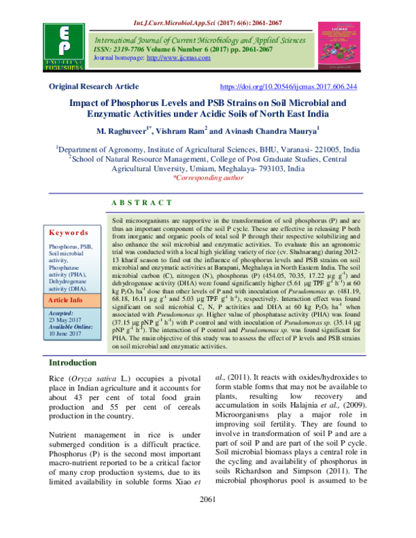 (PDF) Impact of Phosphorus Levels and PSB Strains on Soil Microbial and ...