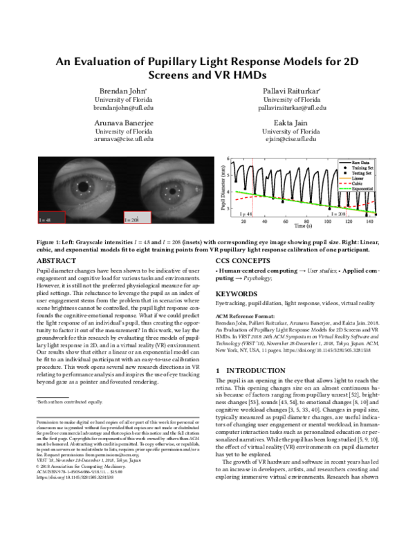 (PDF) An evaluation of pupillary light response models for 2D screens ...