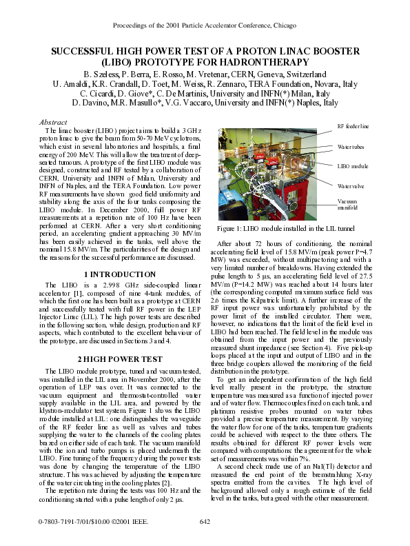 (PDF) Successful high power test of a proton linac booster (LIBO ...